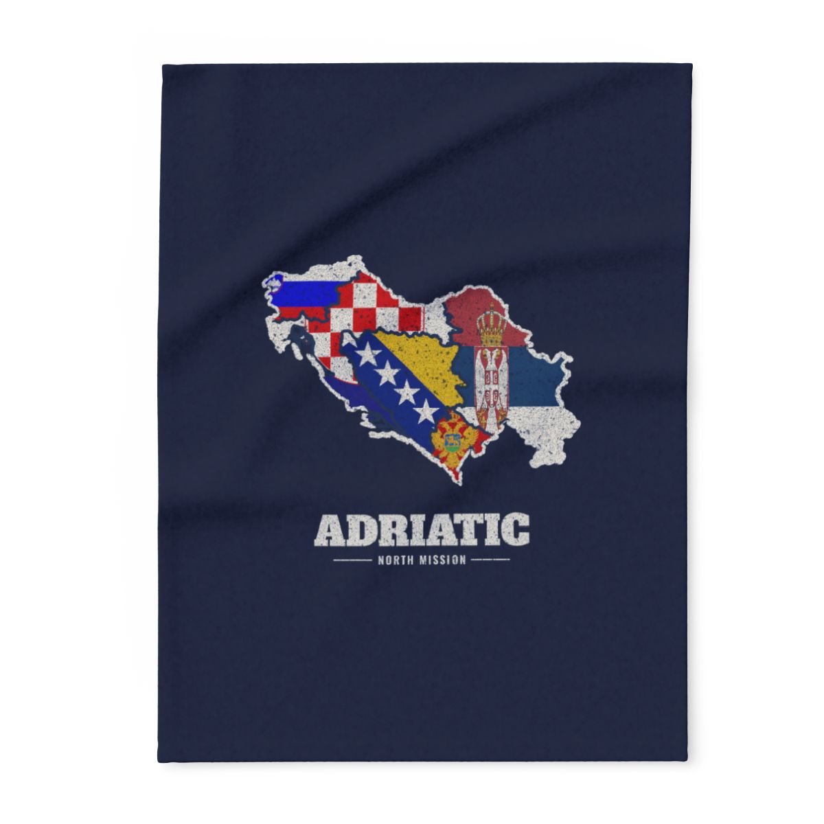Adriatic North Mission flag map fleece blanket by Weak Things