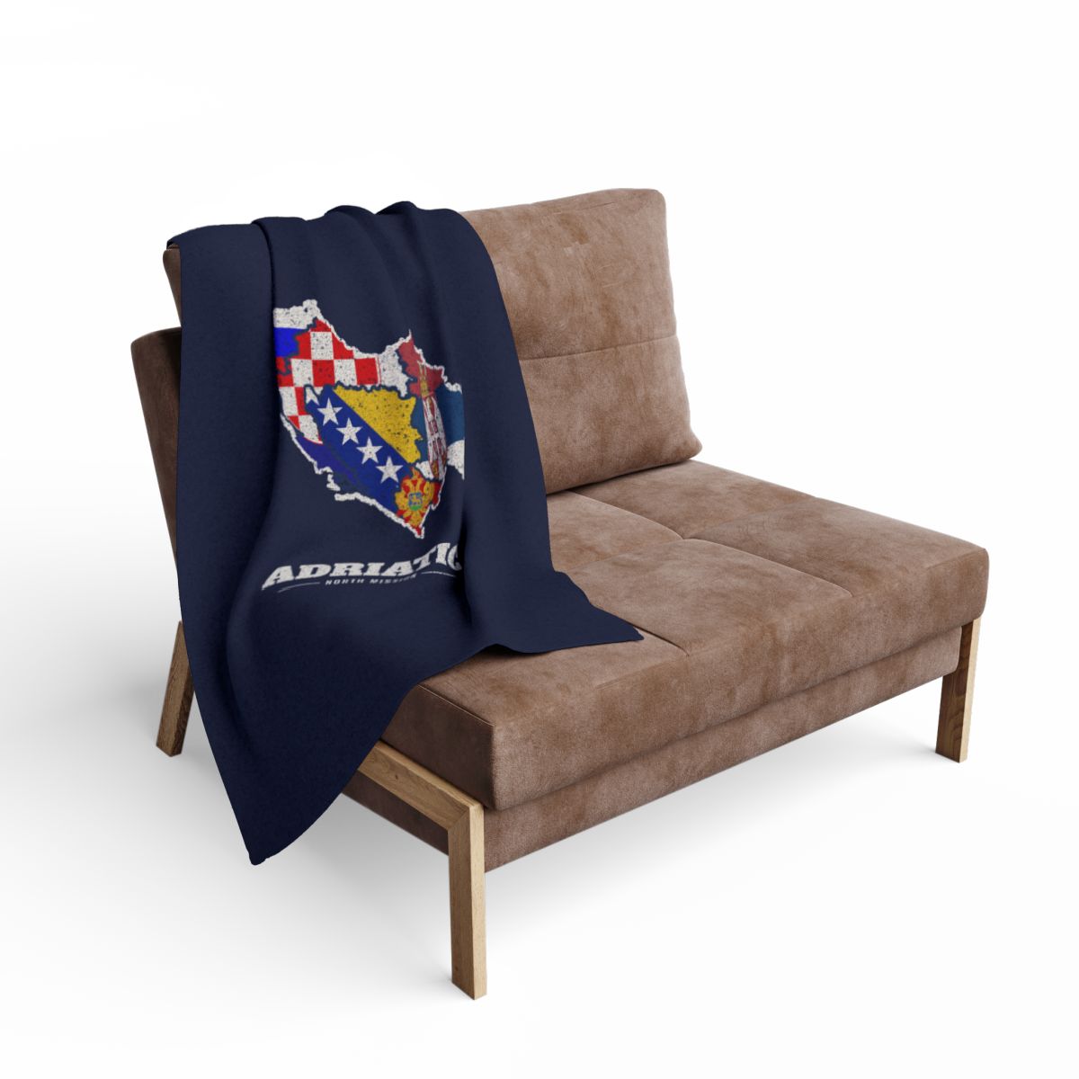 Adriatic North Mission flag map fleece blanket by Weak Things view 2