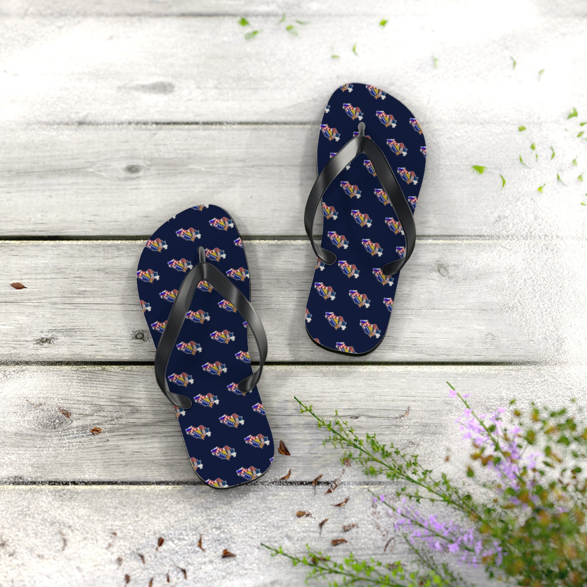 Adriatic North Mission flag map flip flops by Weak Things