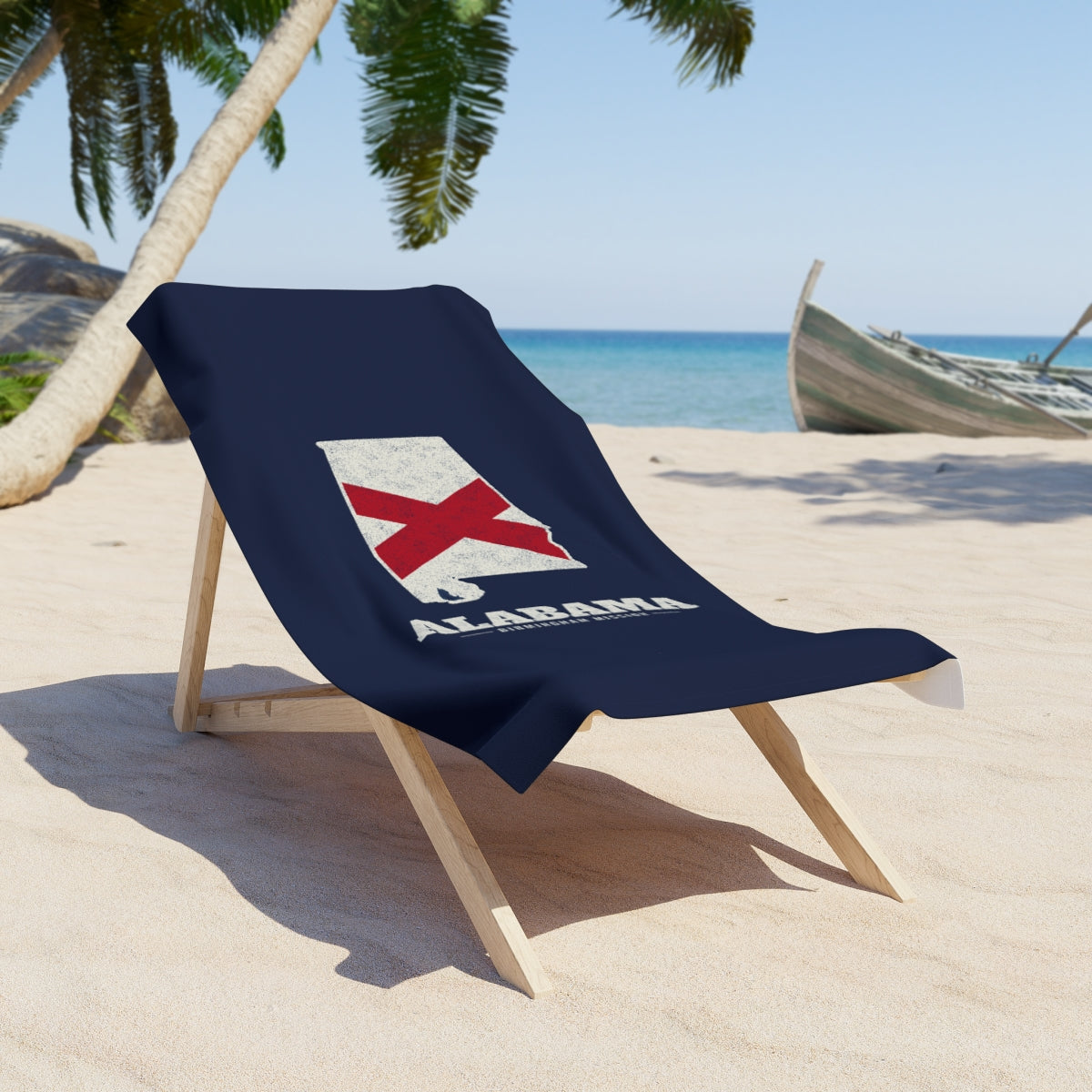 Alabama Birmingham Mission flag map beach towel by Weak Things