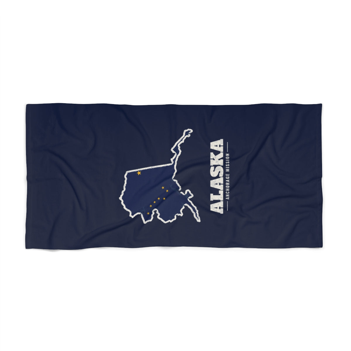Alaska Anchorage Mission flag map beach towel by Weak Things view 2