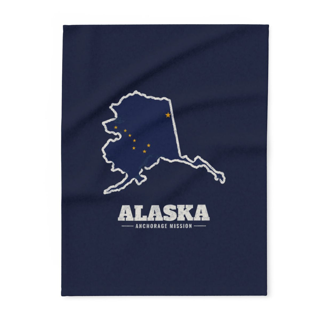 Alaska Anchorage Mission flag map fleece blanket by Weak Things