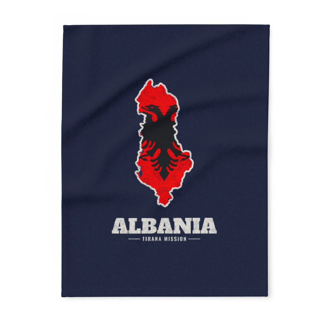 Albania Tirana Mission flag map fleece blanket by Weak Things