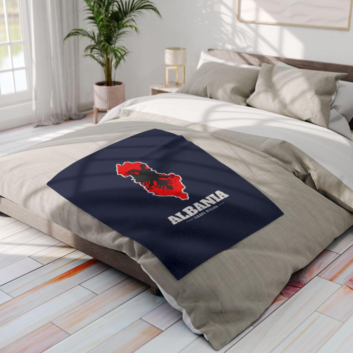 Albania Tirana Mission flag map fleece blanket by Weak Things view 4