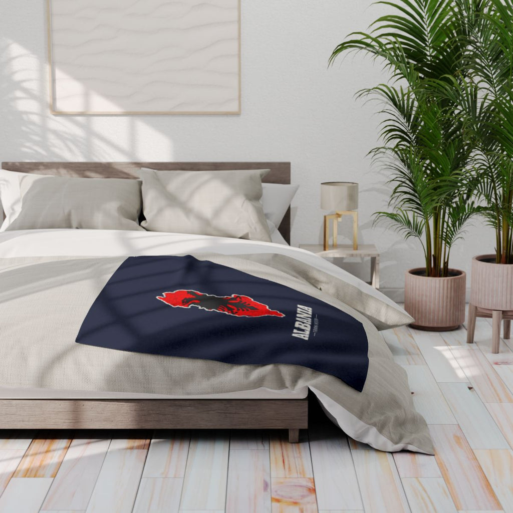 Albania Tirana Mission flag map fleece blanket by Weak Things view 3