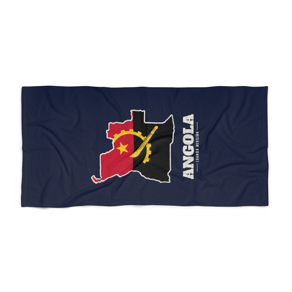 Angola Luanda Mission flag map beach towel by Weak Things view 2