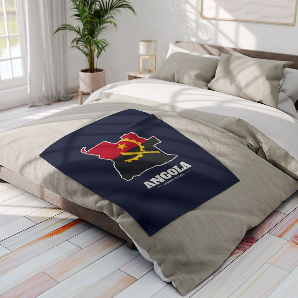Angola Luanda Mission flag map fleece blanket by Weak Things view 4