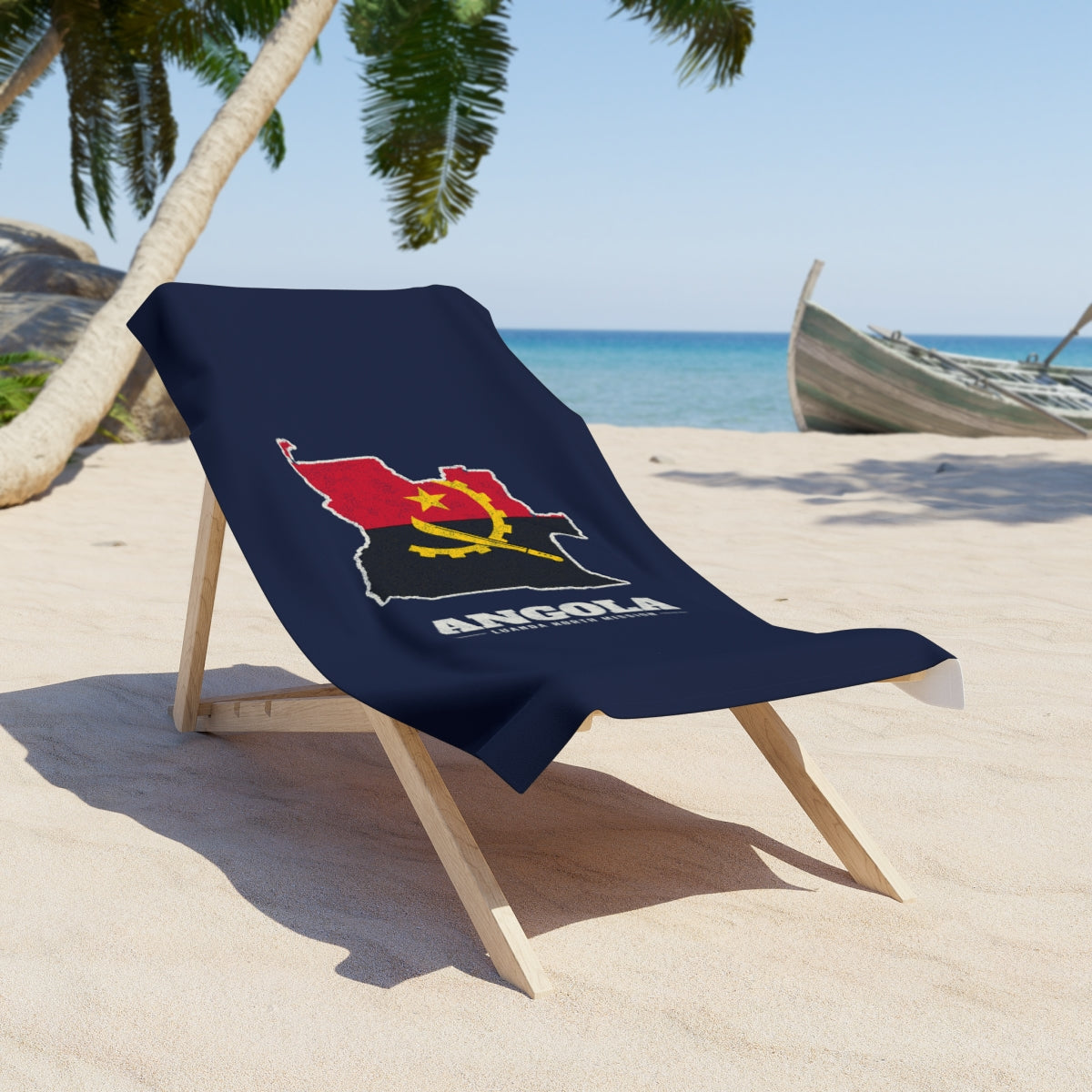 Angola Luanda North Mission flag map beach towel by Weak Things
