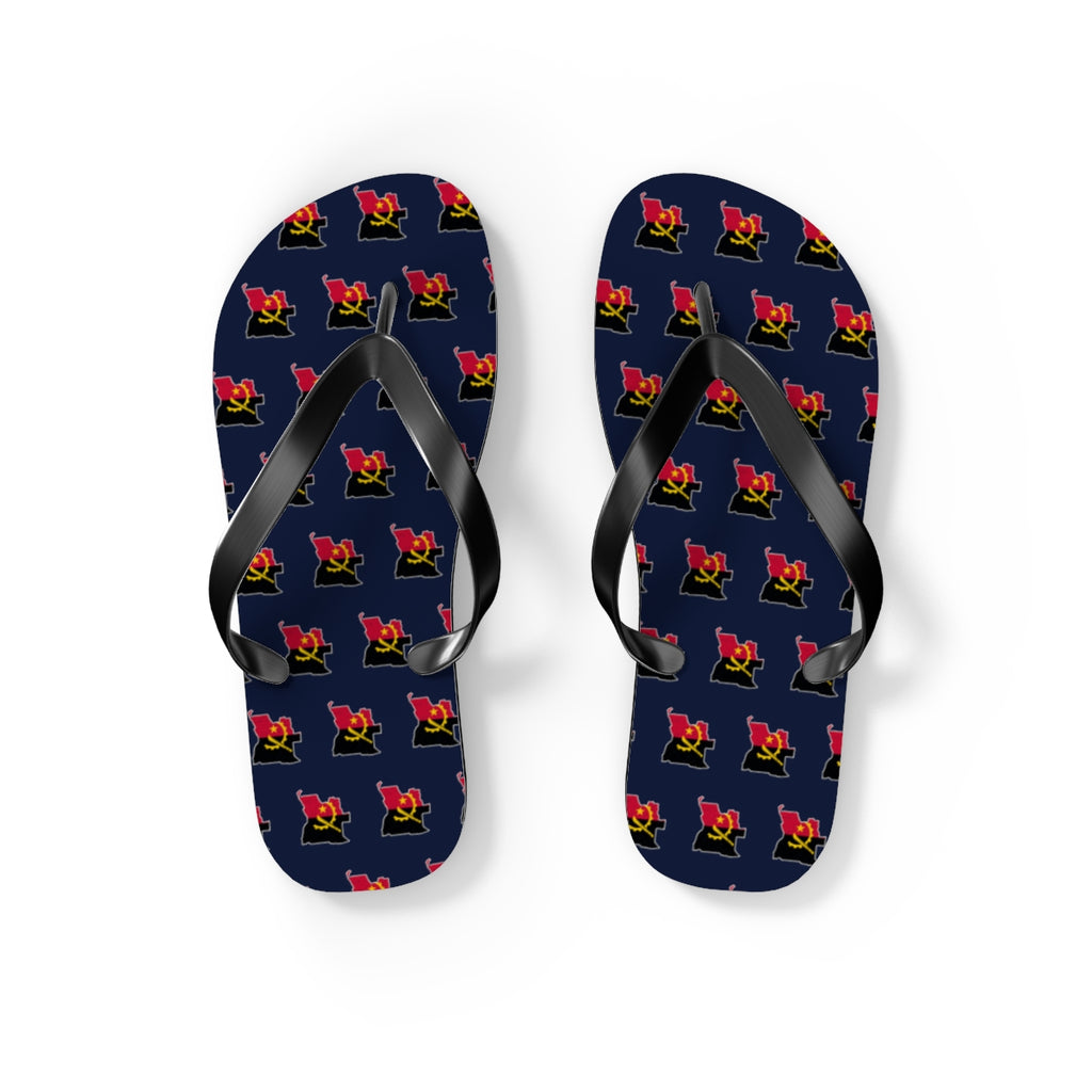 Angola Mission flag map flip flops by Weak Things view 2
