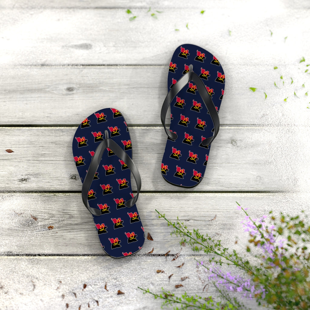 Angola Mission flag map flip flops by Weak Things
