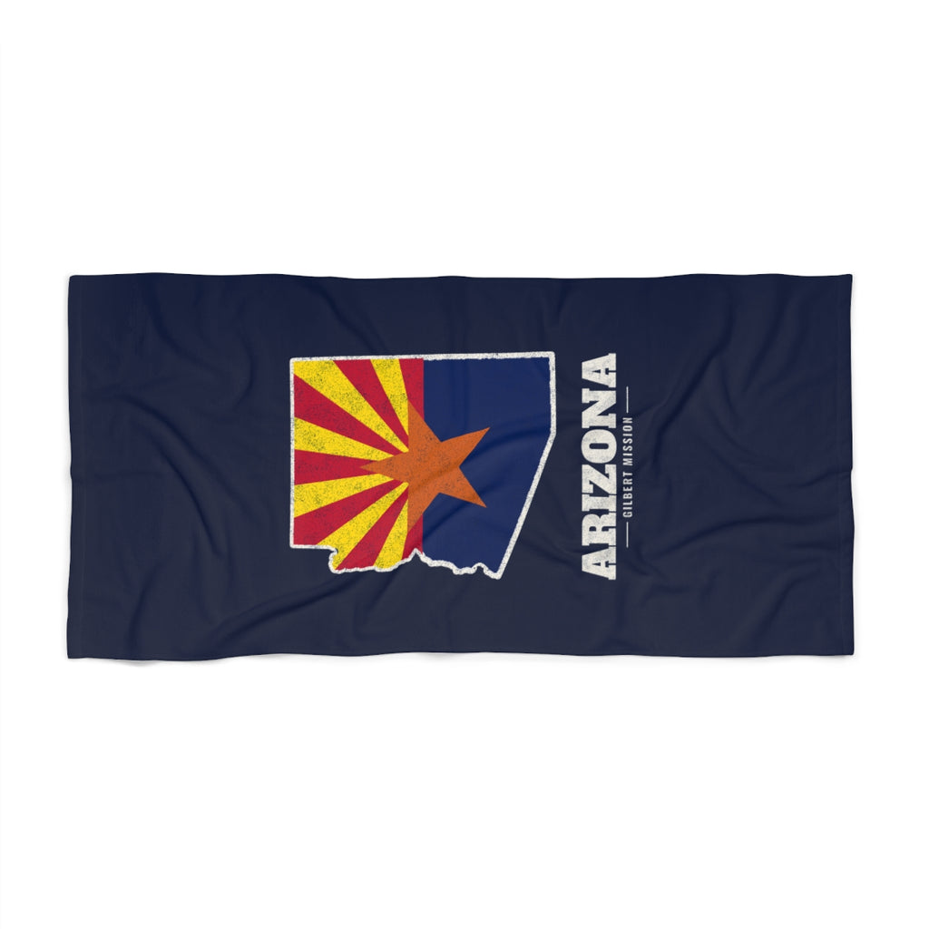Arizona Gilbert Mission flag map beach towel by Weak Things view 2