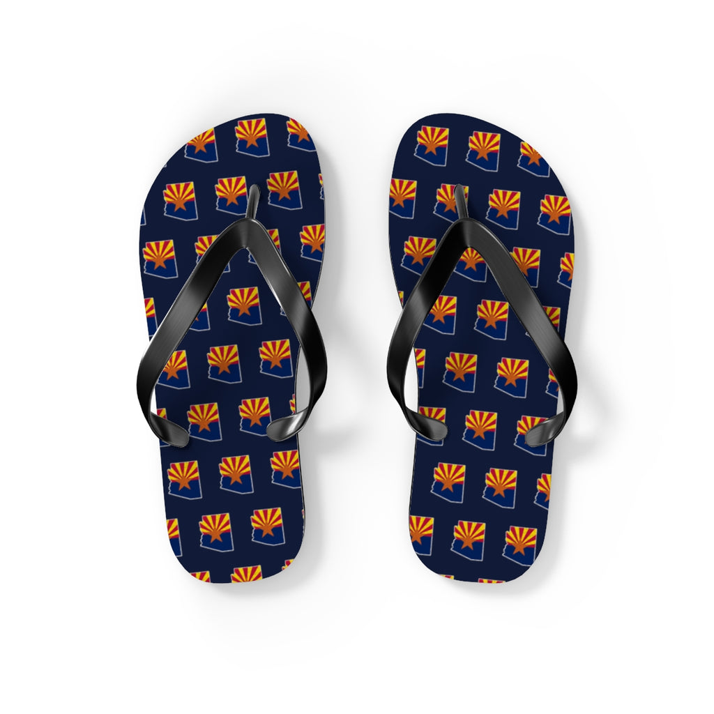 Arizona Mission flag map flip flops by Weak Things view 2