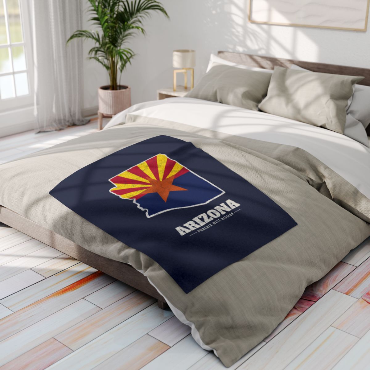 Arizona Phoenix West Mission flag map fleece blanket by Weak Things view 4