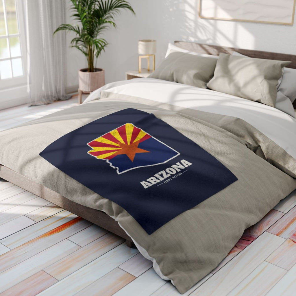 Arizona Tempe Mission flag map fleece blanket by Weak Things view 4
