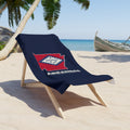 Arkansas Bentonville Mission flag map beach towel by Weak Things