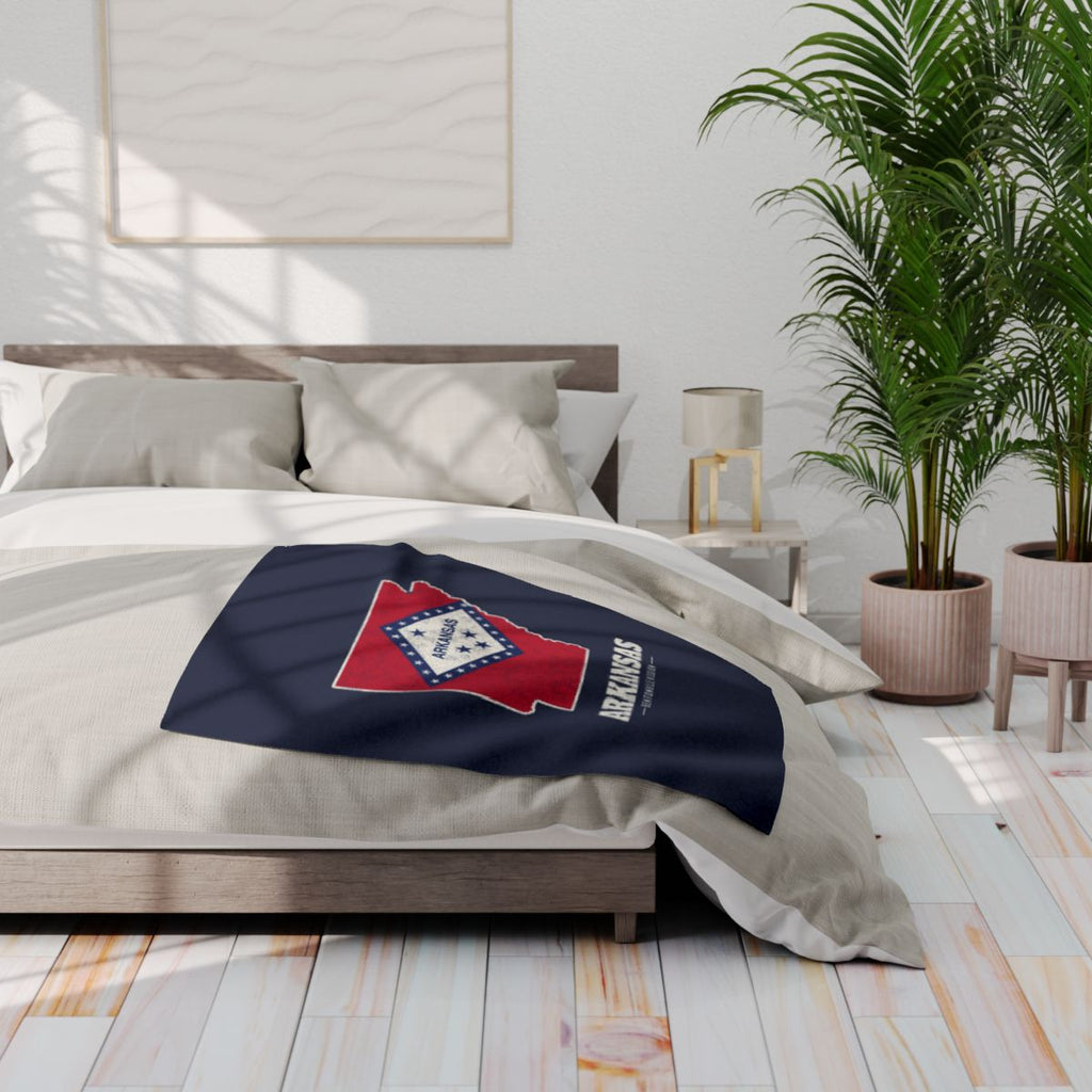 Arkansas Bentonville Mission flag map fleece blanket by Weak Things view 3