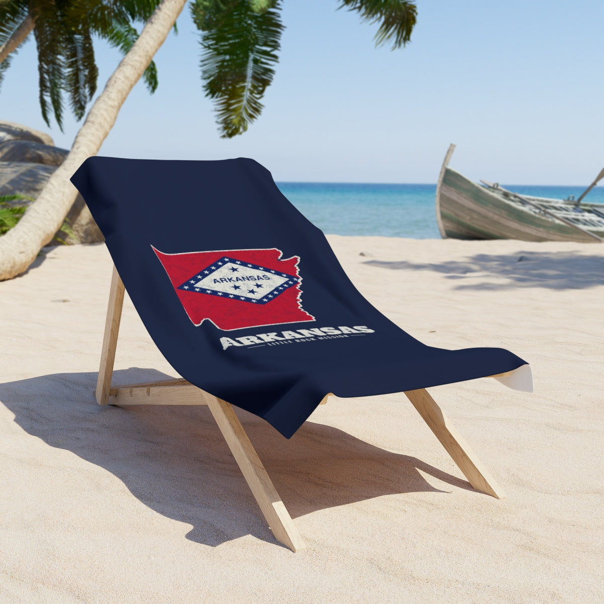 Arkansas Little Rock Mission flag map beach towel by Weak Things