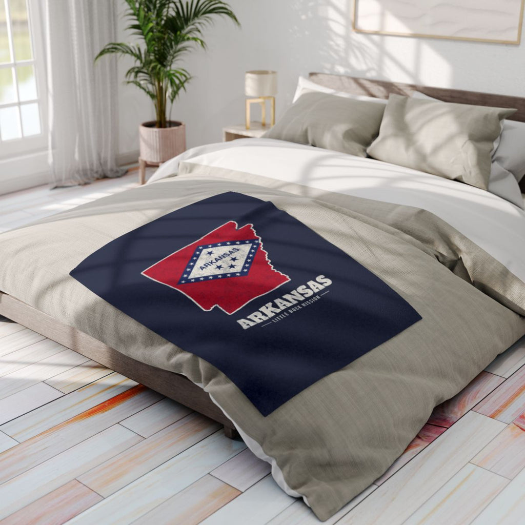 Arkansas Little Rock Mission flag map fleece blanket by Weak Things view 4