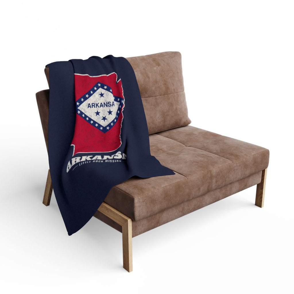 Arkansas Little Rock Mission flag map fleece blanket by Weak Things view 2