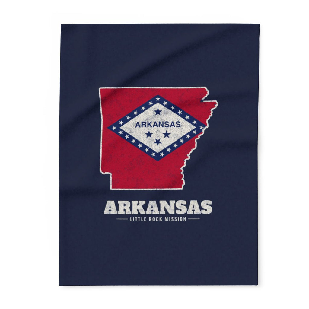 Arkansas Little Rock Mission flag map fleece blanket by Weak Things