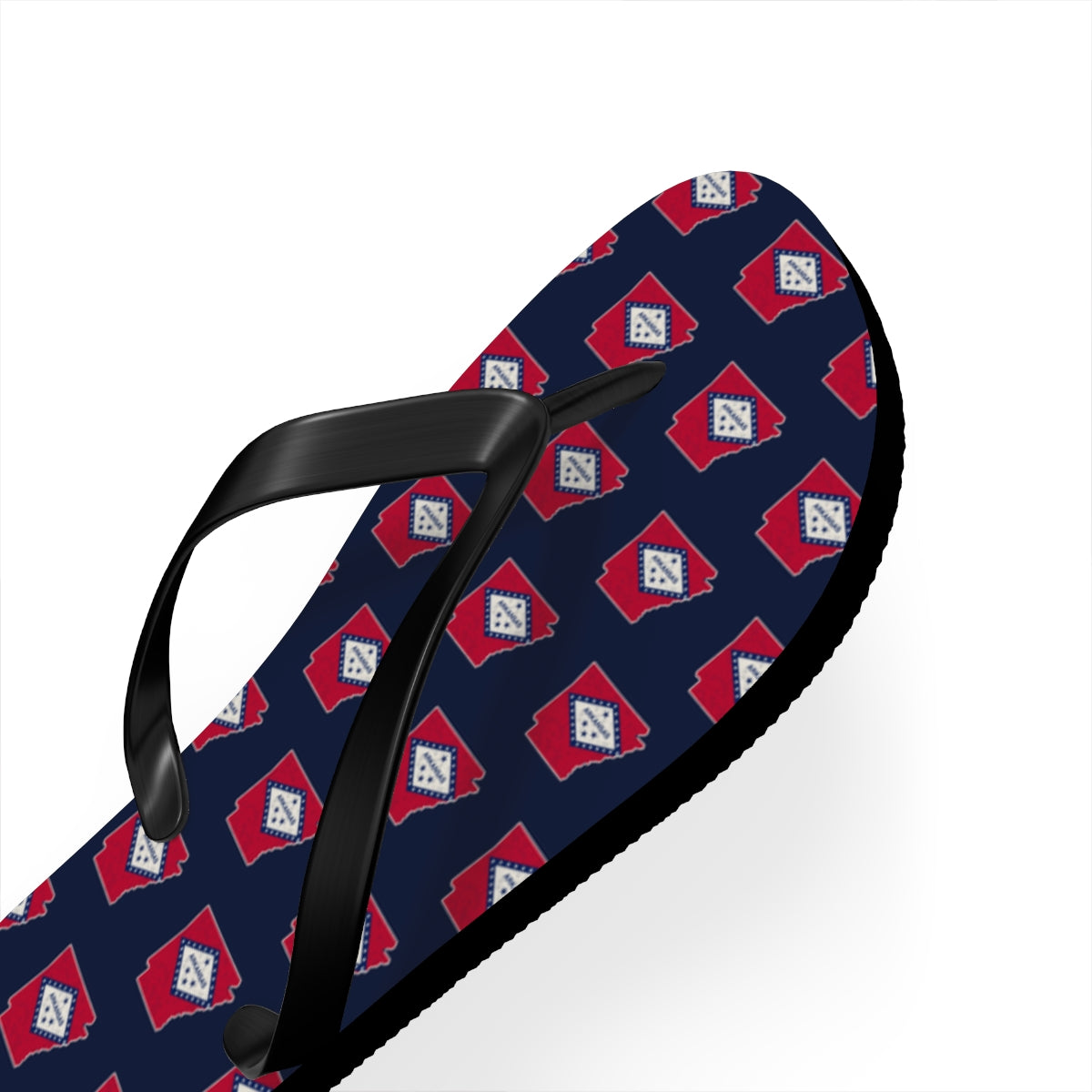 Arkansas Mission flag map flip flops by Weak Things view 3