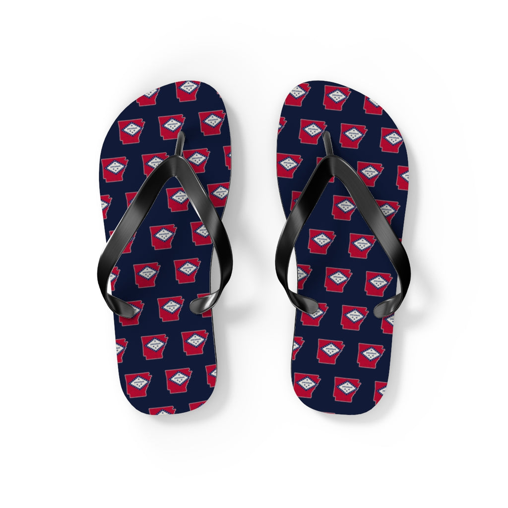 Arkansas Mission flag map flip flops by Weak Things view 2