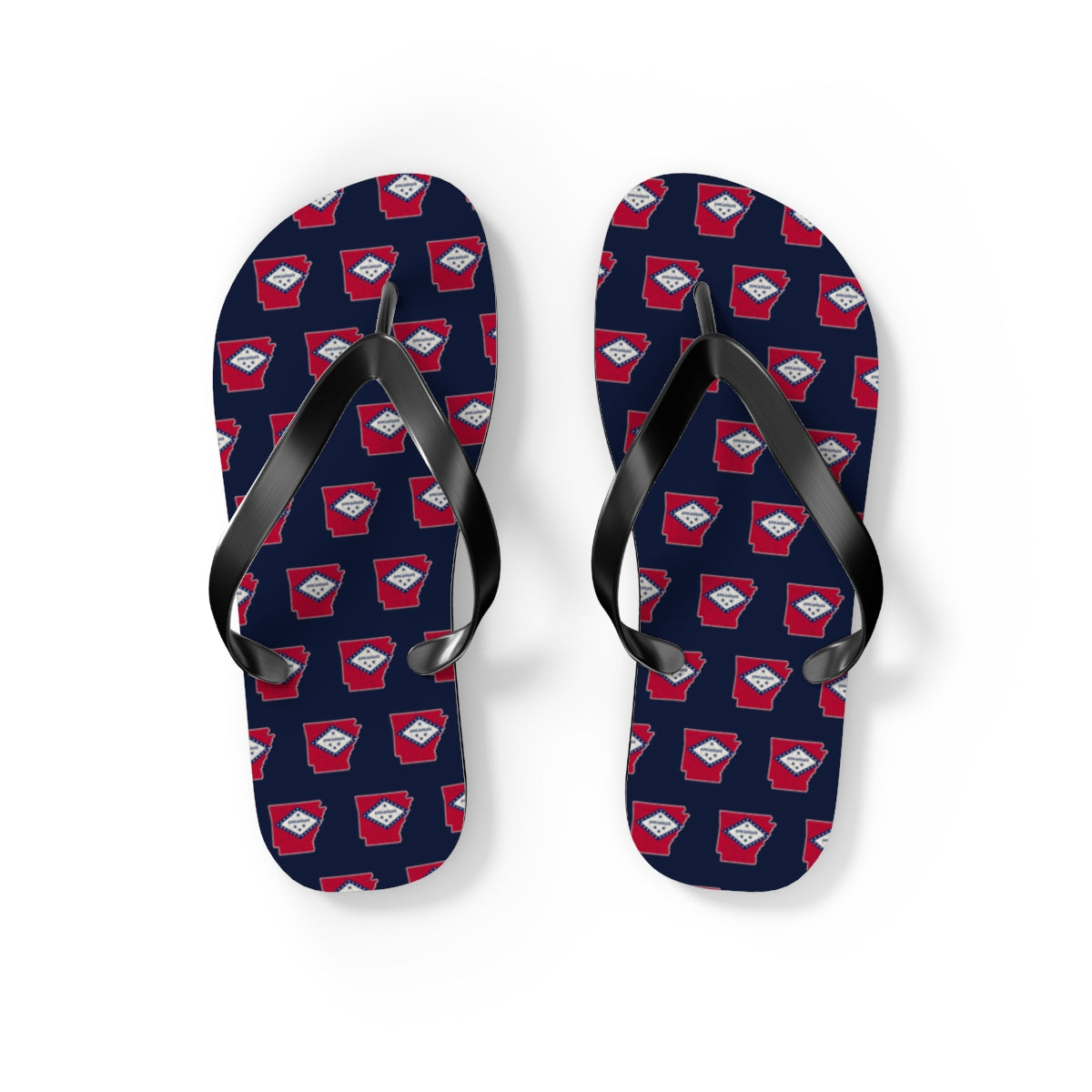 Arkansas Mission flag map flip flops by Weak Things view 2