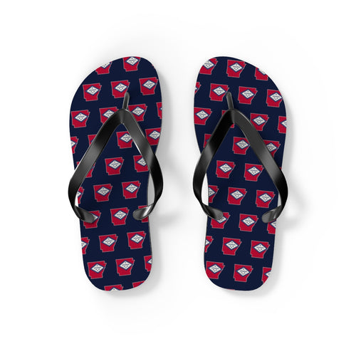 Arkansas Mission flag map flip flops by Weak Things view 2