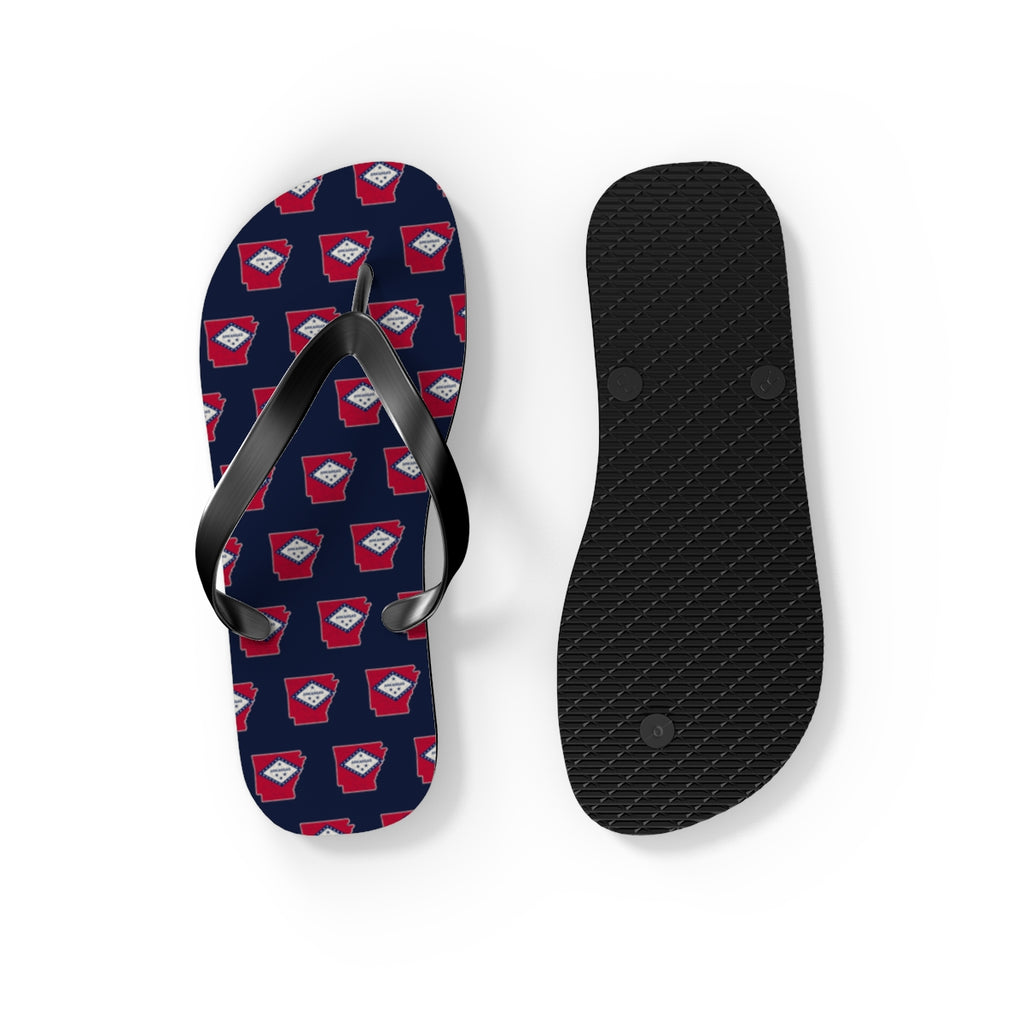 Arkansas Mission flag map flip flops by Weak Things view 4