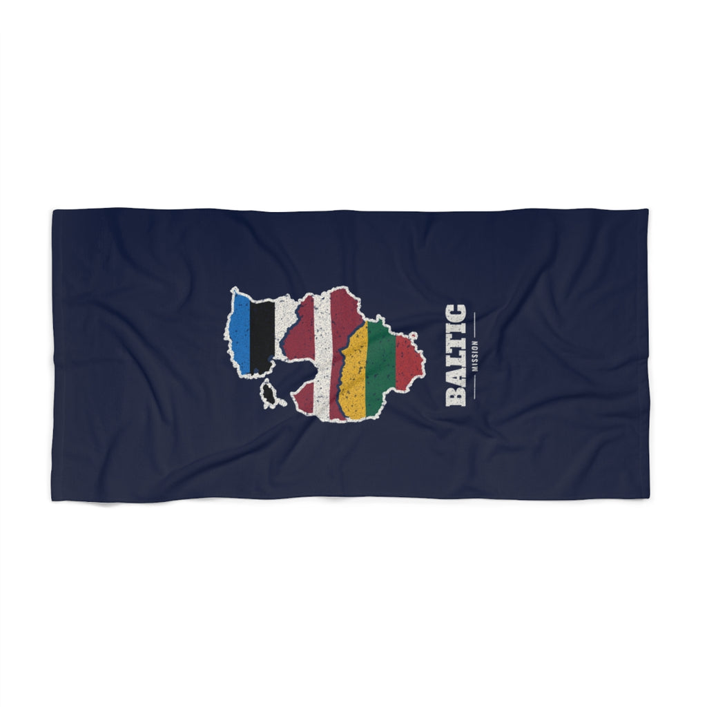 Baltic Mission flag map beach towel by Weak Things view 2