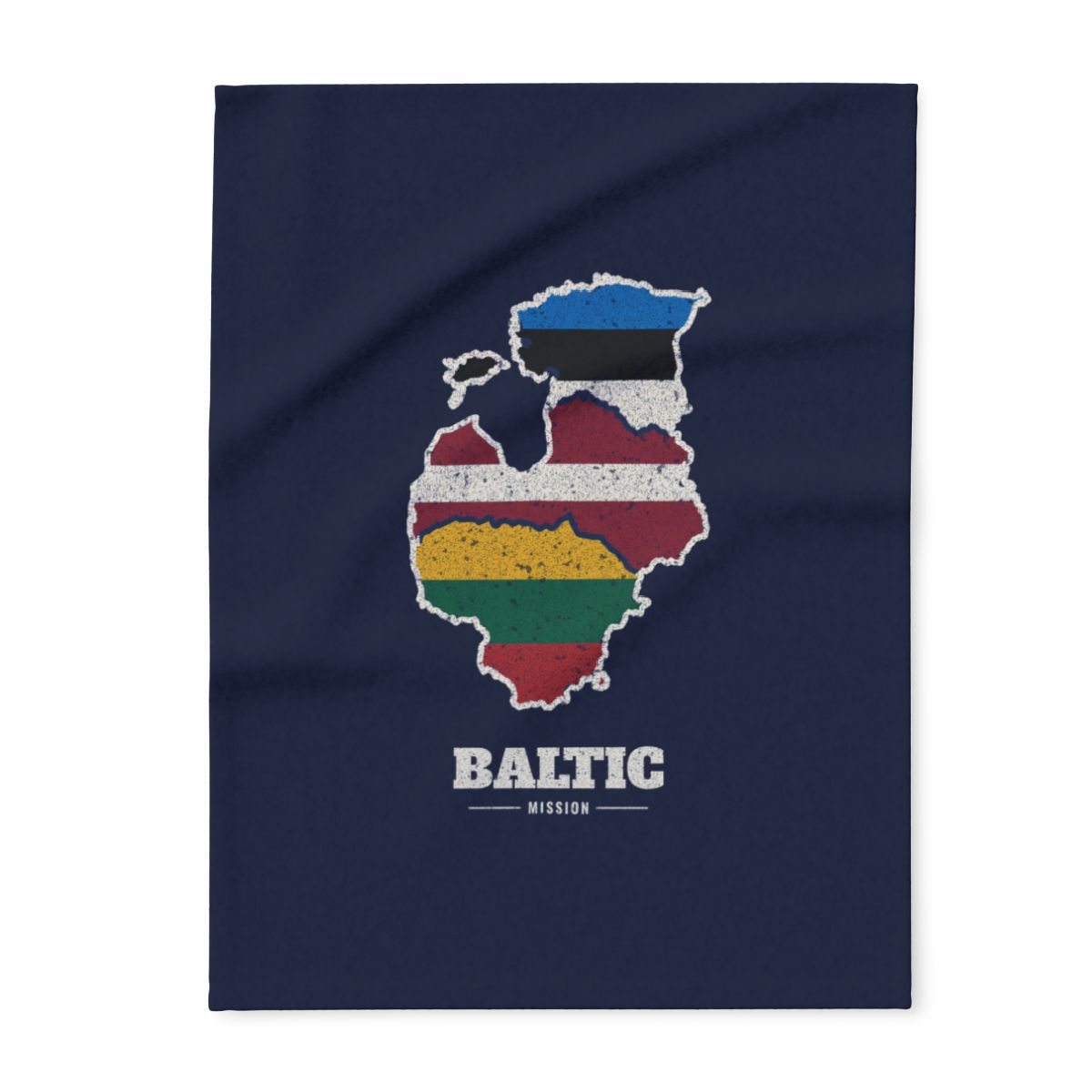 Baltic Mission flag map fleece blanket by Weak Things