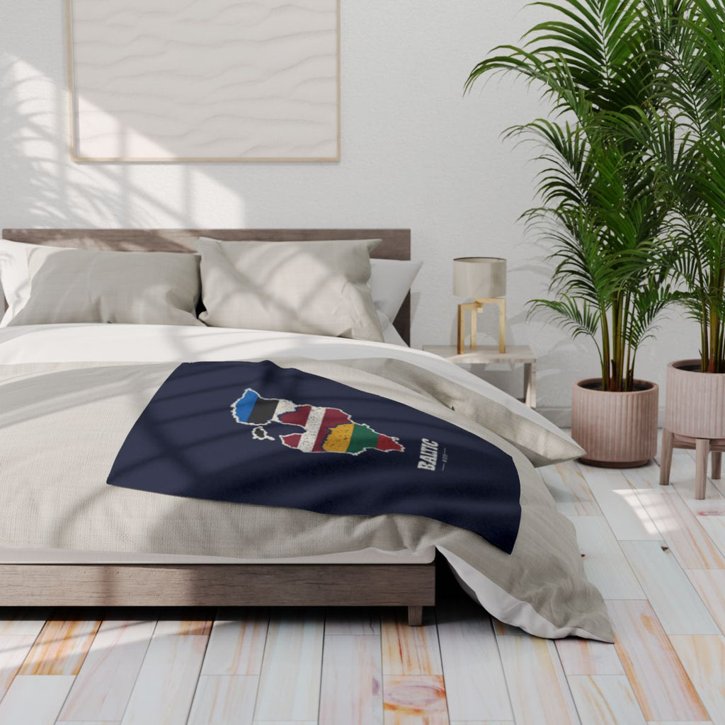 Baltic Mission flag map fleece blanket by Weak Things view 3