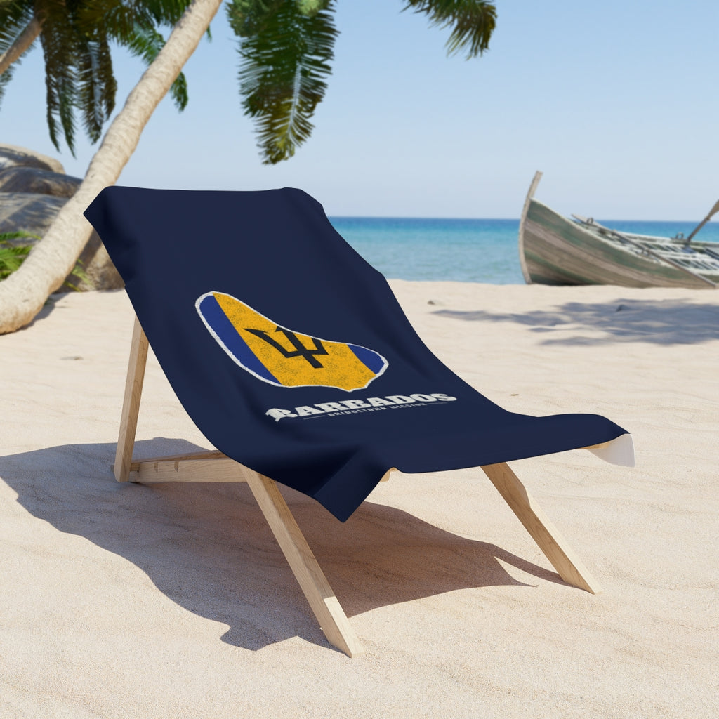 Barbados Bridgetown Mission flag map beach towel by Weak Things