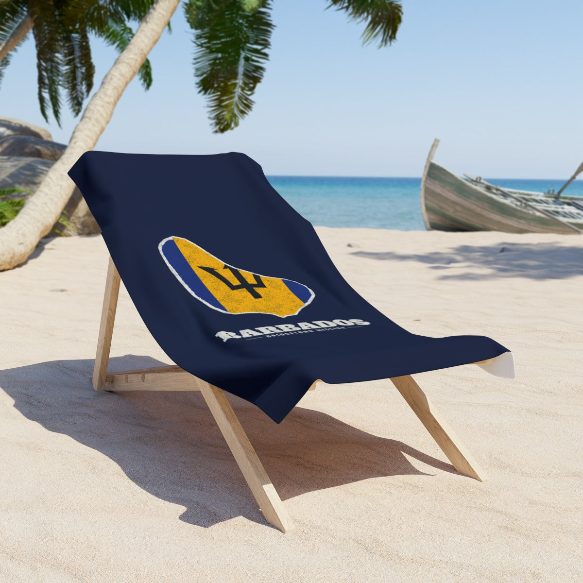 Barbados Bridgetown Mission flag map beach towel by Weak Things