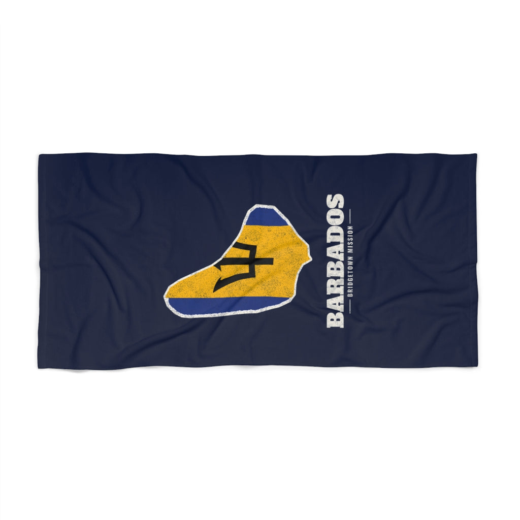 Barbados Bridgetown Mission flag map beach towel by Weak Things view 2