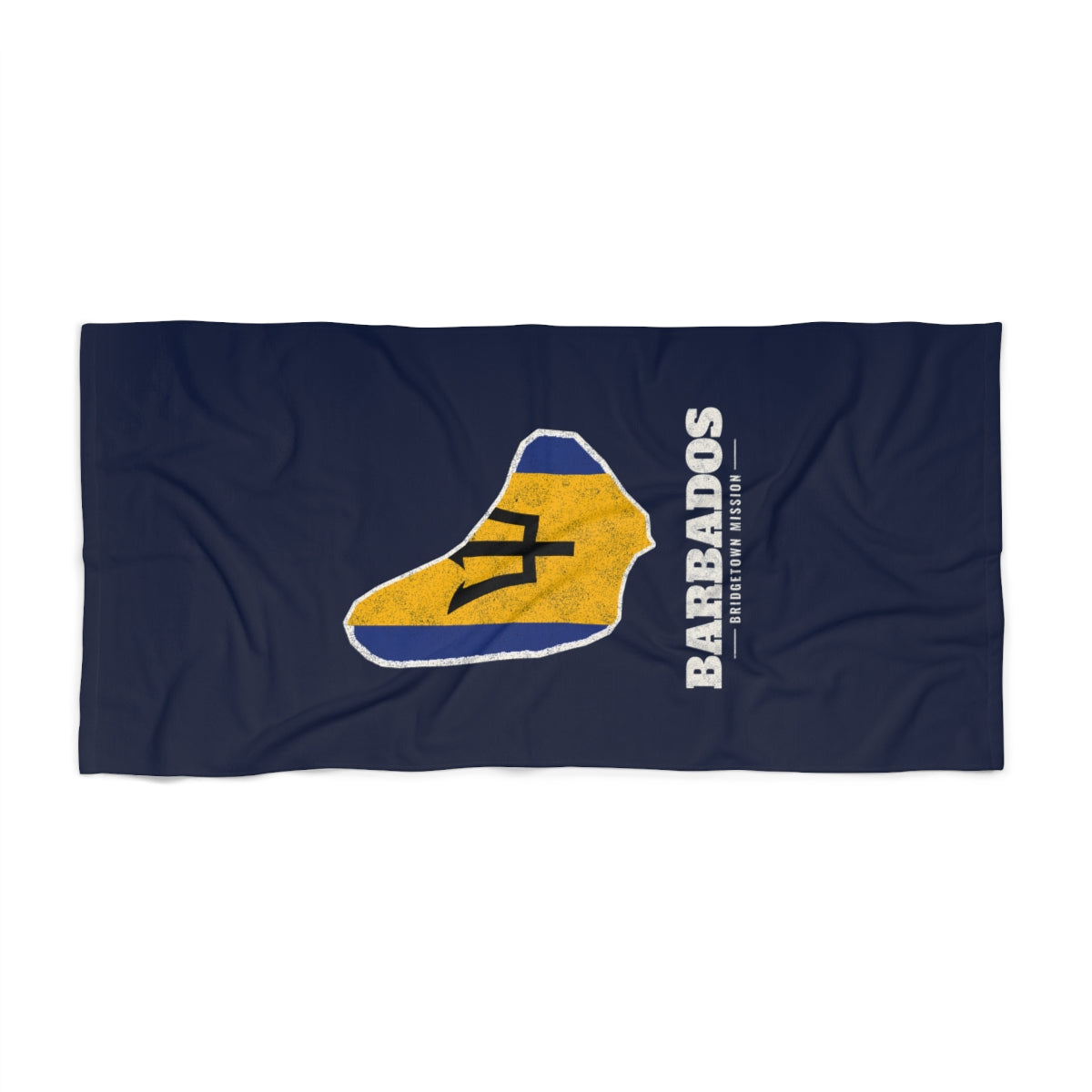 Barbados Bridgetown Mission flag map beach towel by Weak Things view 2