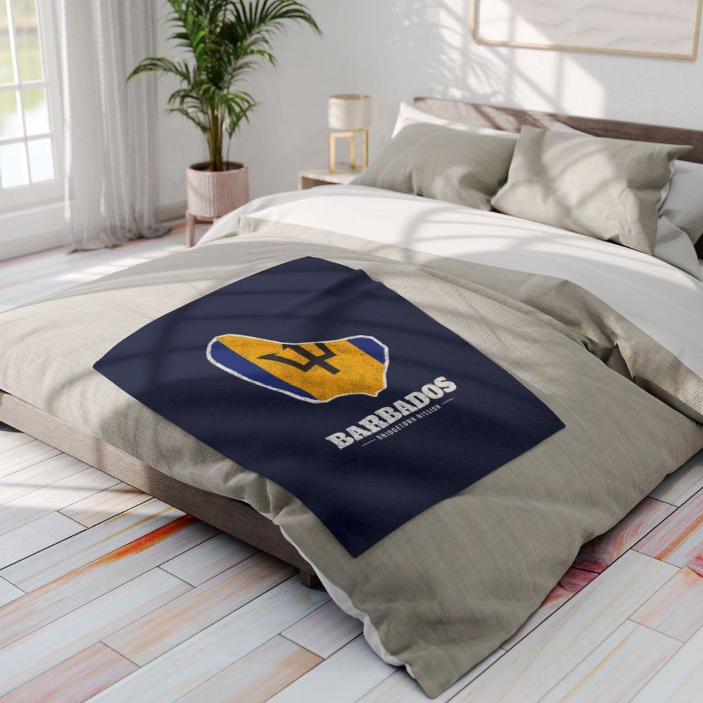 Barbados Bridgetown Mission flag map fleece blanket by Weak Things view 4
