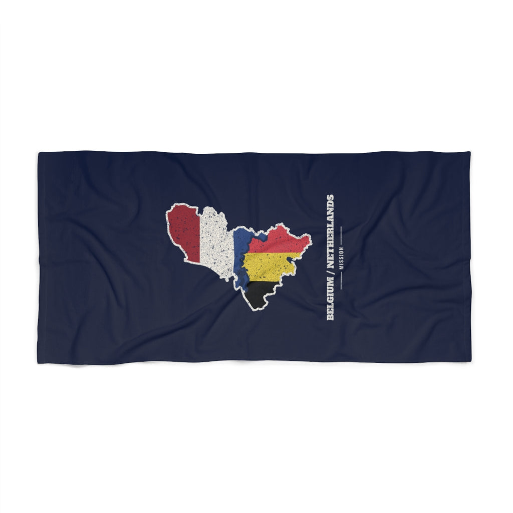 Belgium/Netherlands Mission flag map beach towel by Weak Things view 2