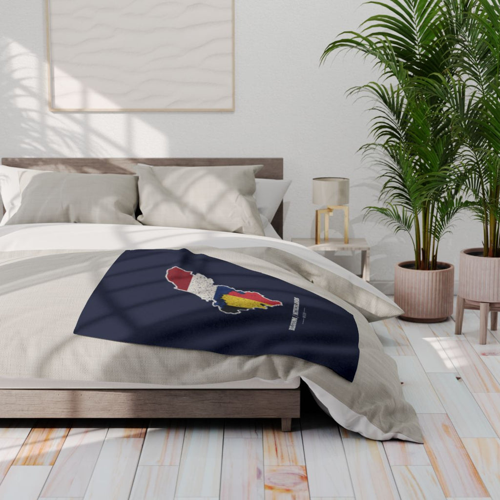 Belgium/Netherlands Mission flag map fleece blanket by Weak Things view 3