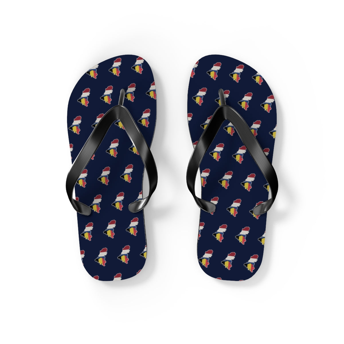 Belgium/Netherlands Mission flag map flip flops by Weak Things view 2