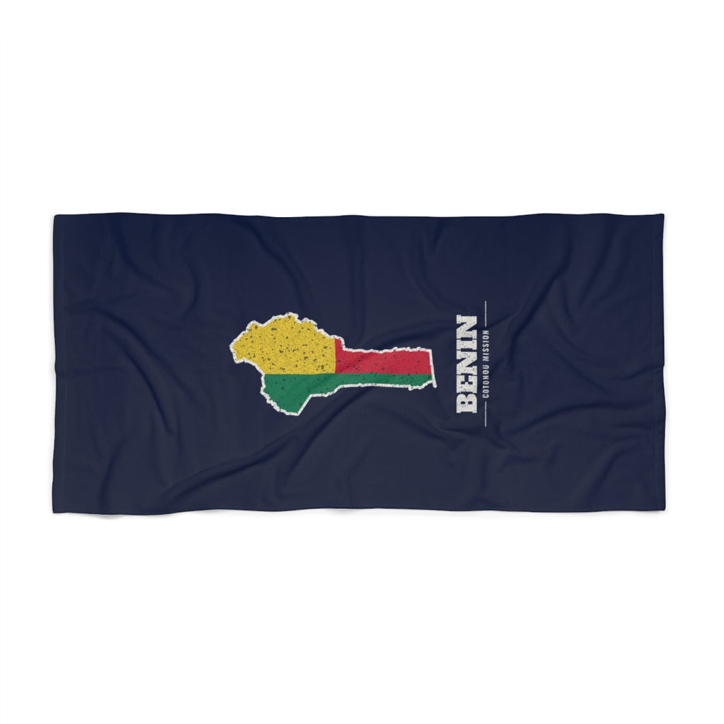 Benin Cotonou Mission flag map beach towel by Weak Things view 2