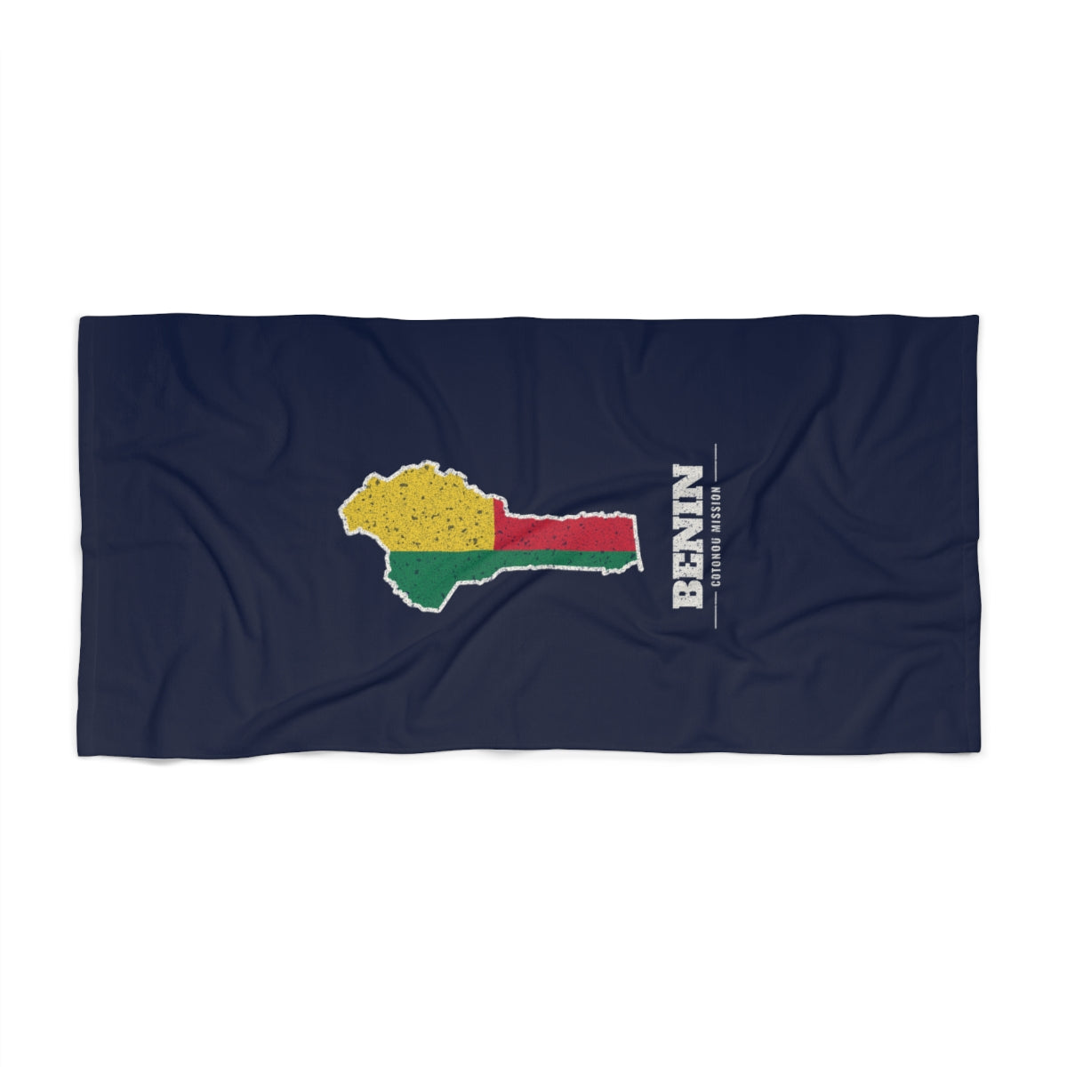 Benin Cotonou Mission flag map beach towel by Weak Things view 2
