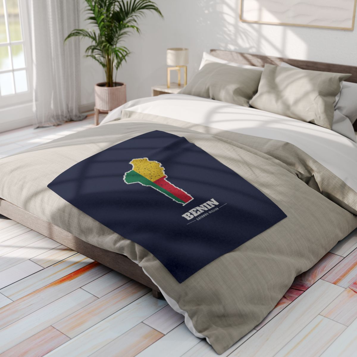 Benin Cotonou Mission flag map fleece blanket by Weak Things view 4