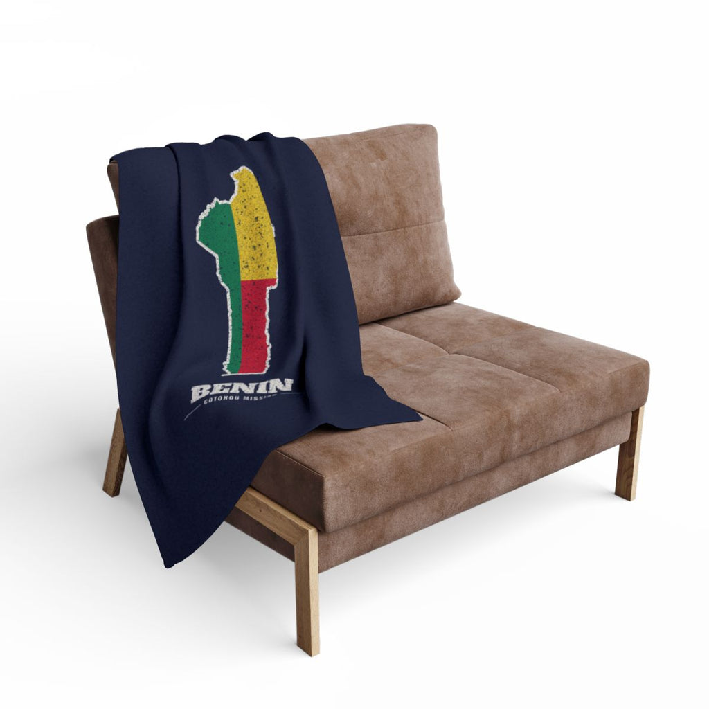 Benin Cotonou Mission flag map fleece blanket by Weak Things view 2