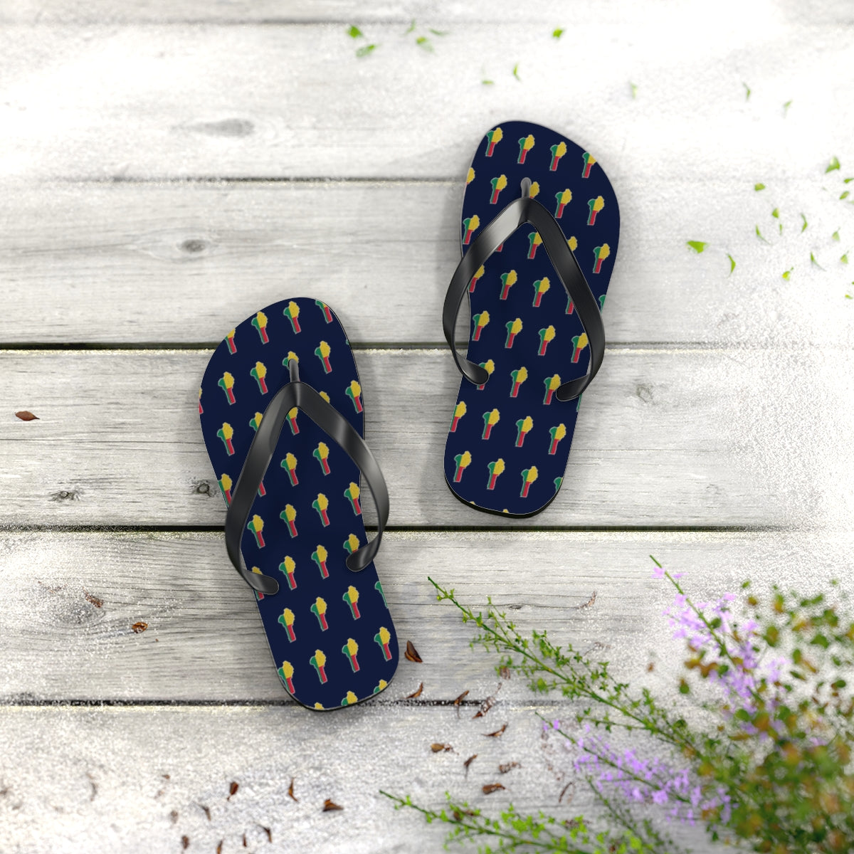 Benin Mission flag map flip flops by Weak Things