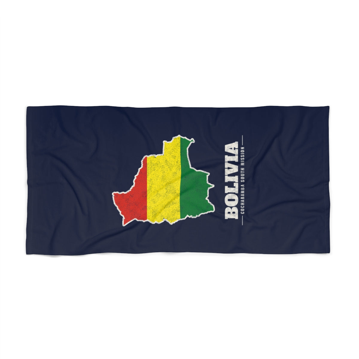 Bolivia Cochabamba South Mission flag map beach towel by Weak Things view 2