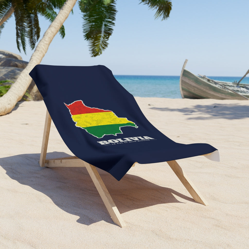 Bolivia La Paz El Alto Mission flag map beach towel by Weak Things