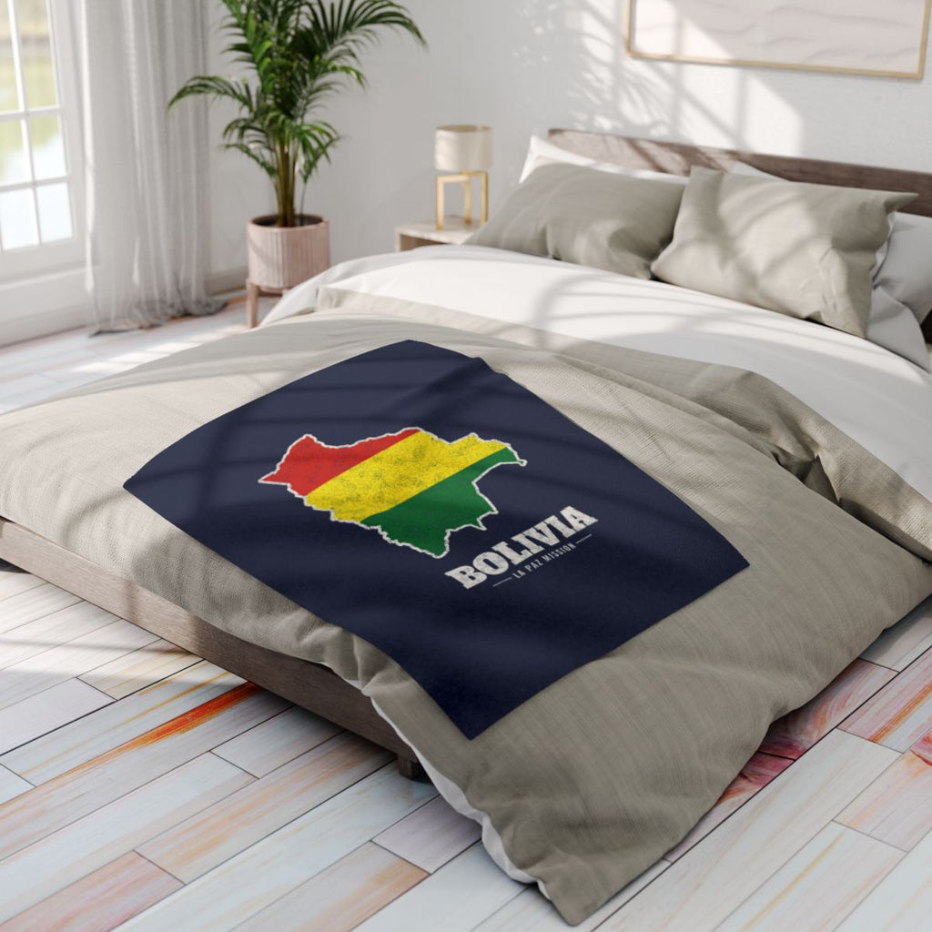 Bolivia La Paz Mission flag map fleece blanket by Weak Things view 4