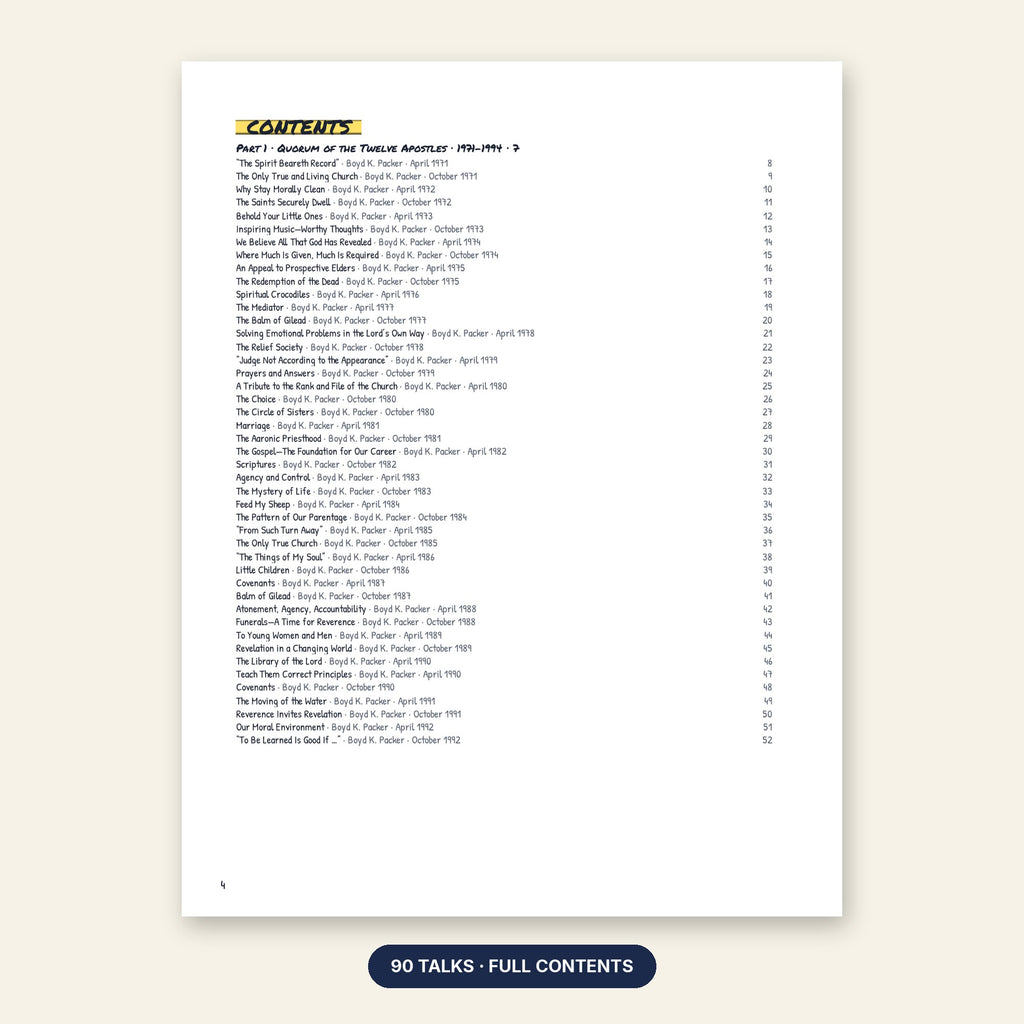 President Boyd K. Packer contents page