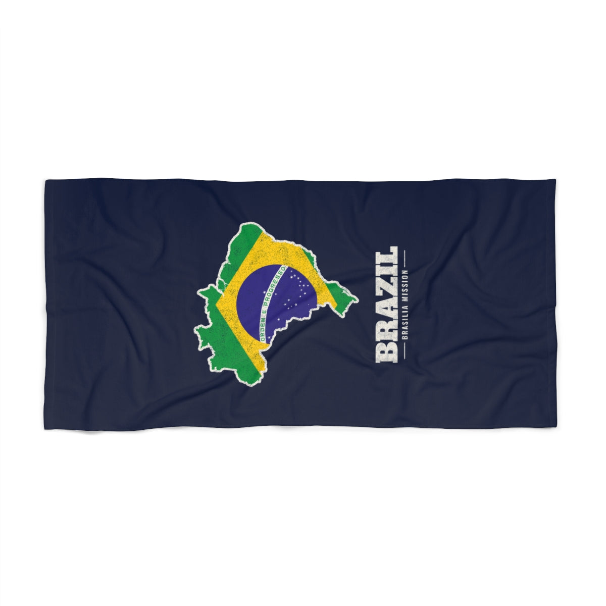 Brazil Brasilia Mission flag map beach towel by Weak Things view 2